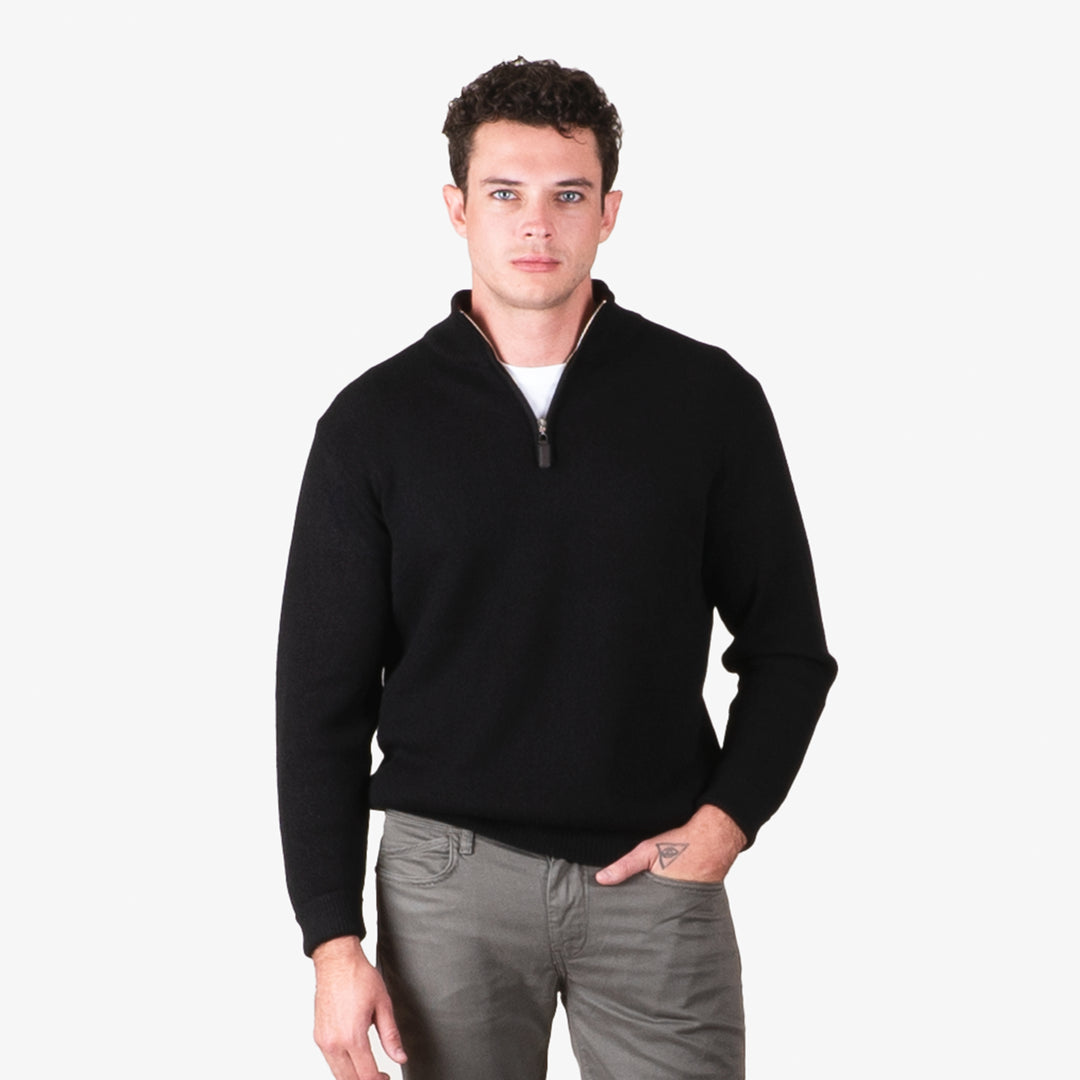 PS862 1/4 Zip Link Stitch Sweater with Contrast inside Collar