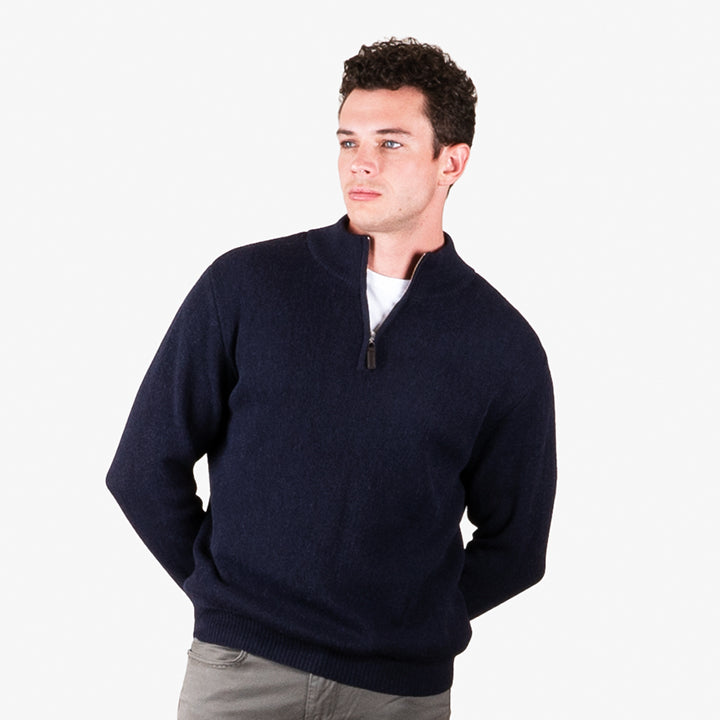 PS862 1/4 Zip Link Stitch Sweater with Contrast inside Collar