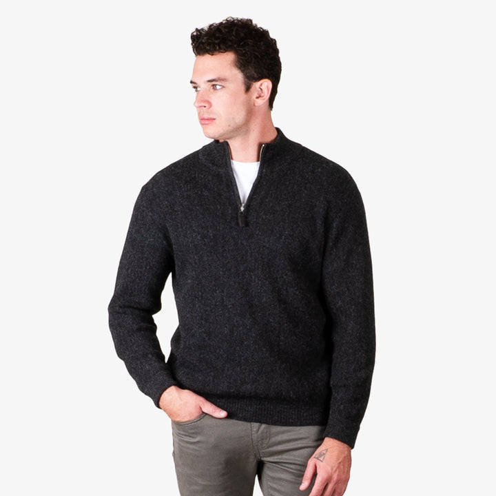 PS862 1/4 Zip Link Stitch Sweater with Contrast inside Collar