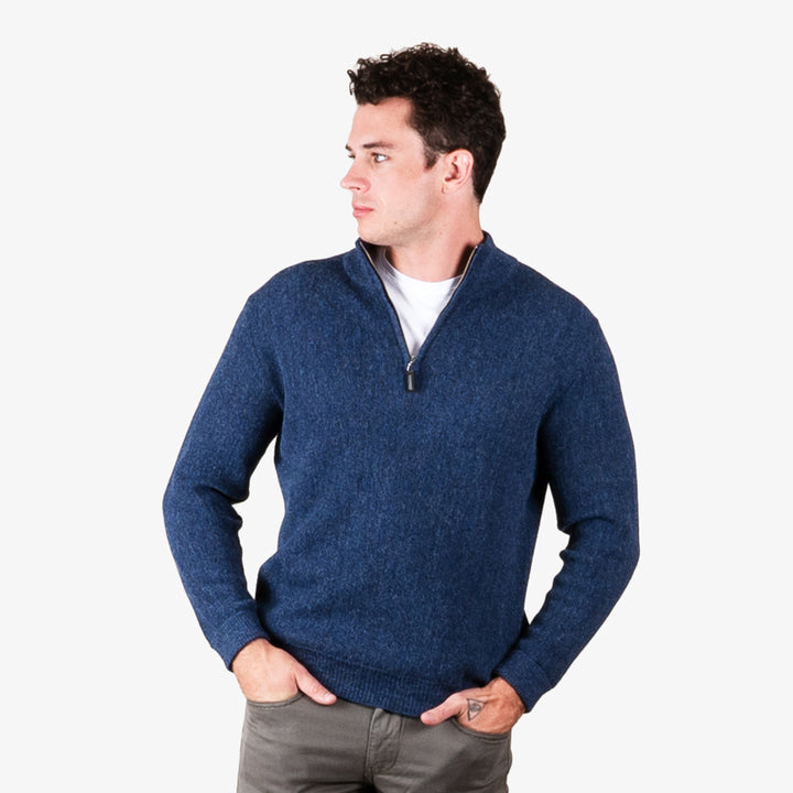 PS862 1/4 Zip Link Stitch Sweater with Contrast inside Collar