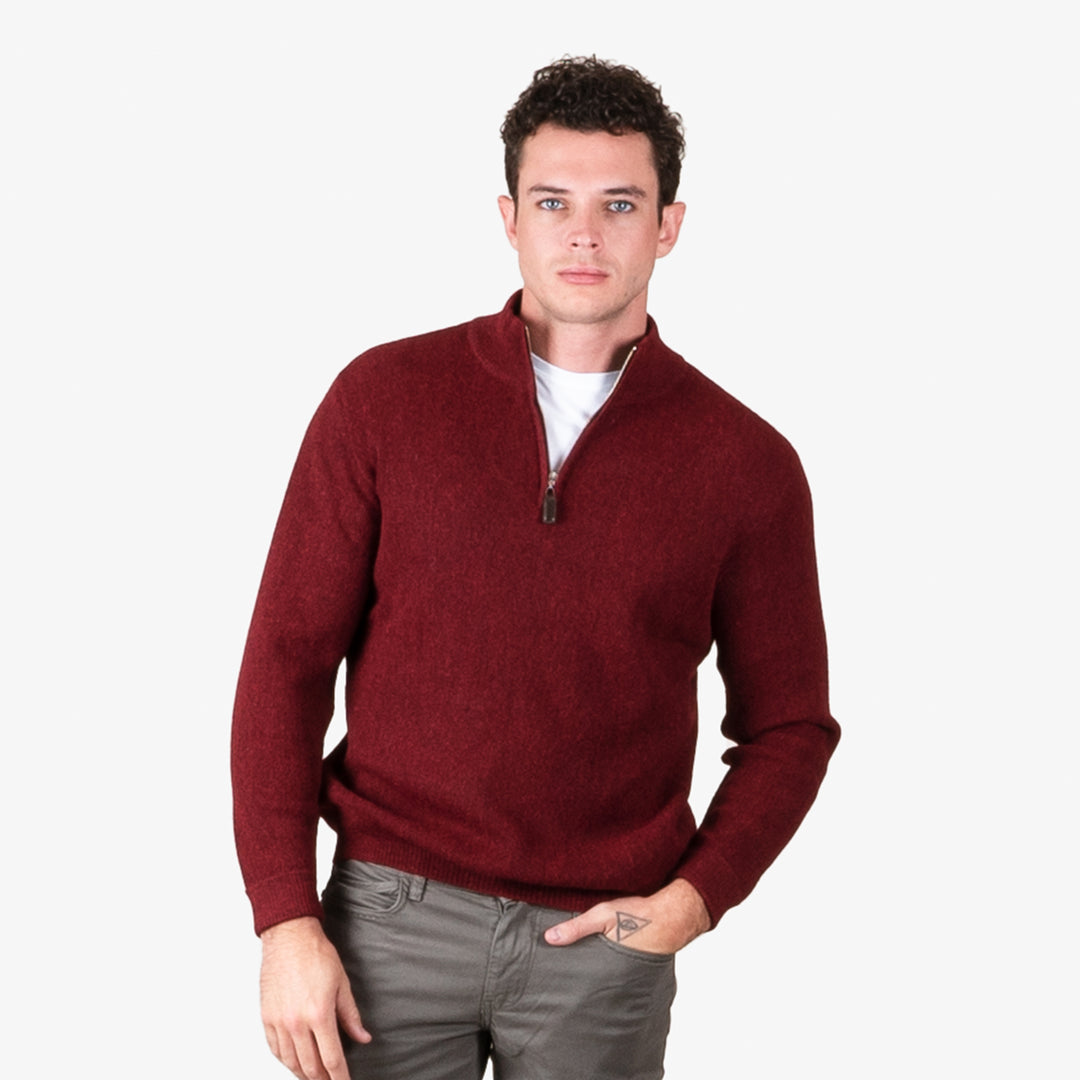 PS862 1/4 Zip Link Stitch Sweater with Contrast inside Collar