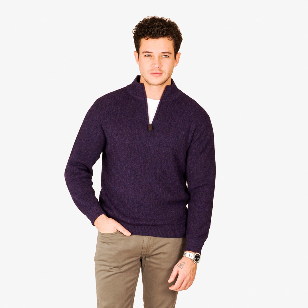 PS862 1/4 Zip Link Stitch Sweater with Contrast inside Collar