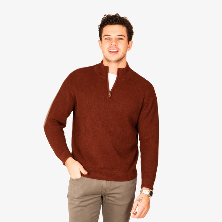 PS862 1/4 Zip Link Stitch Sweater with Contrast inside Collar